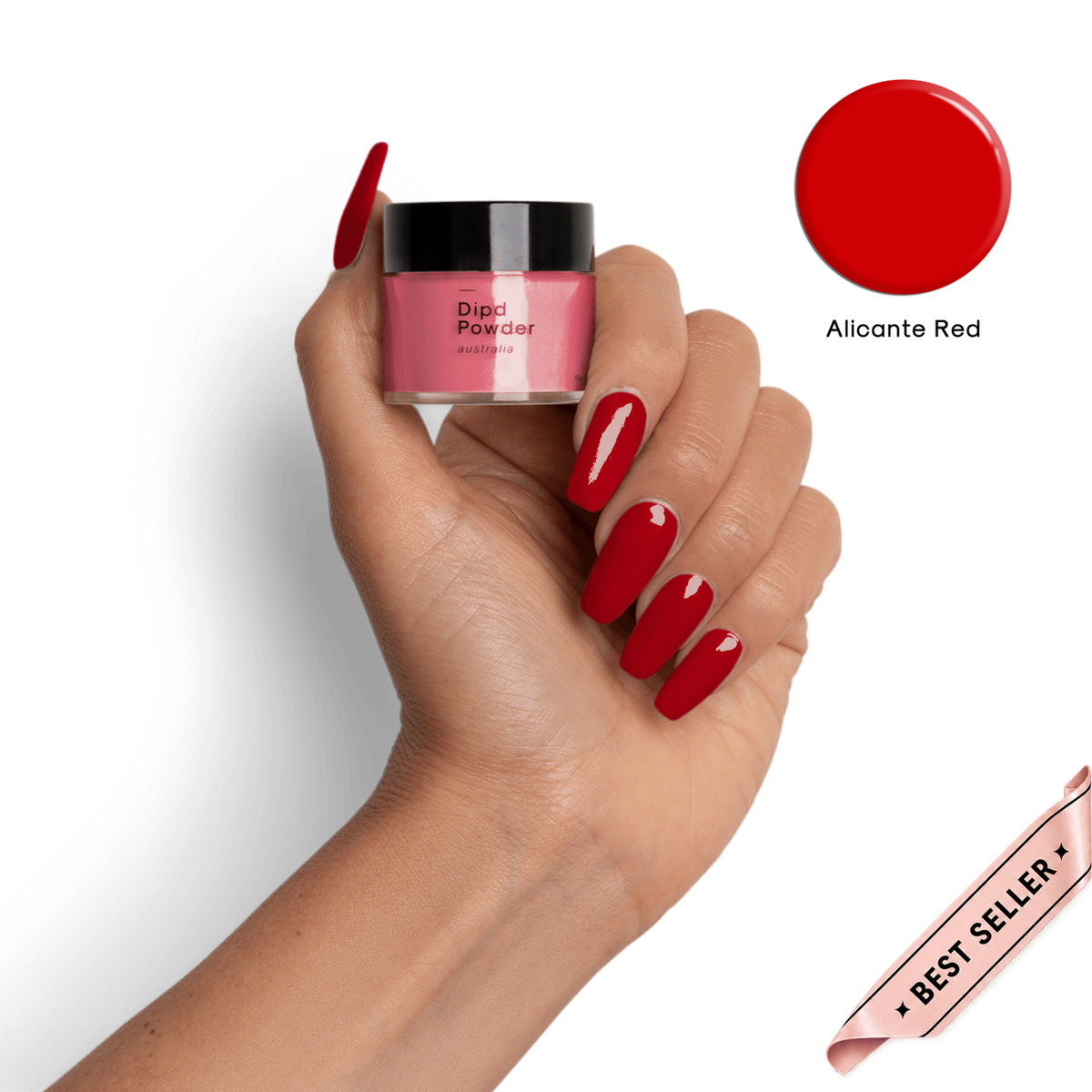 Alicante Red dip nail colour by DIPD Nails Classic Red