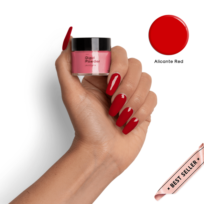 Alicante Red dip nail colour by DIPD Nails Classic Red