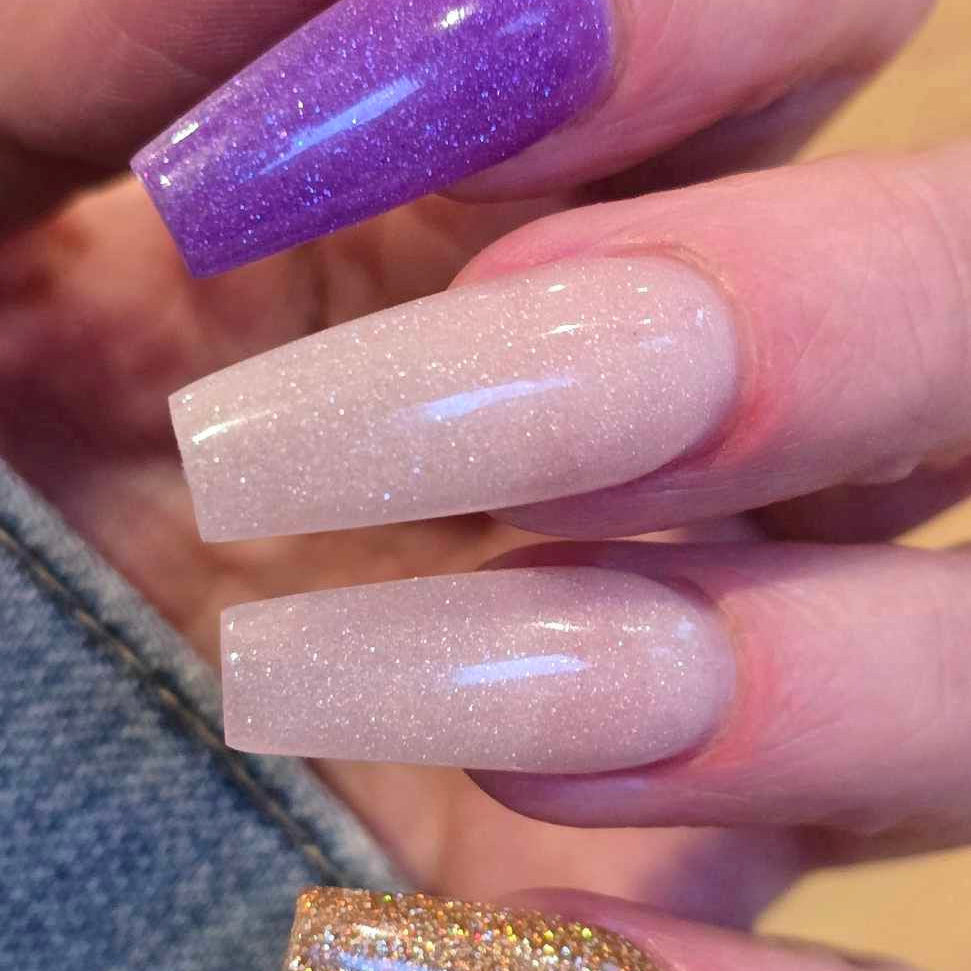 Almond blossom dip powder shimmer with the Bloom Revival DIPD Nail colours