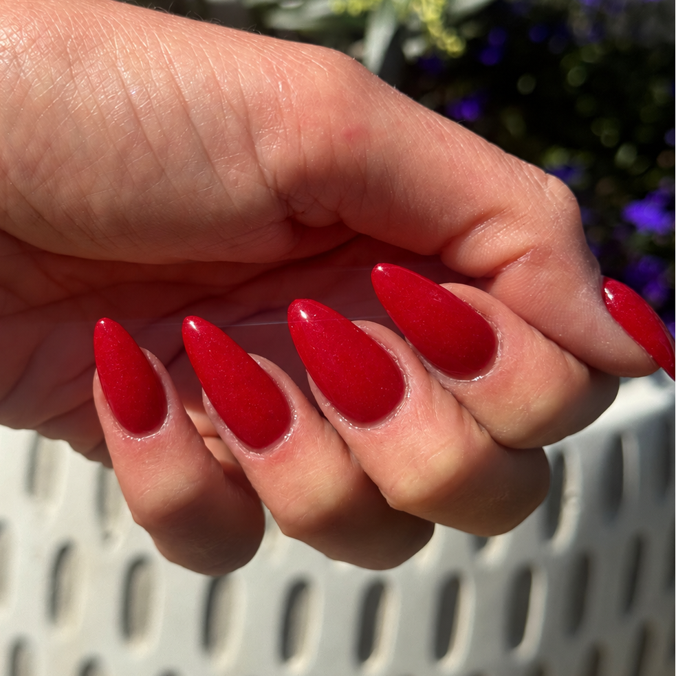 Blood Lust Red Nails n natural nails