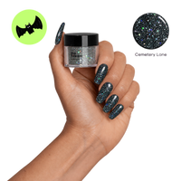 Cemetery Lane Glitter on nails using DIPD Nails with a pot of colour