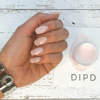 bestselling champagne dip powder colour on natural nails using DIPD Nails