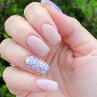 Countess nude and hydrangea DIPD powder nails on natural nails. classic neutral dip powder colour by DIPD