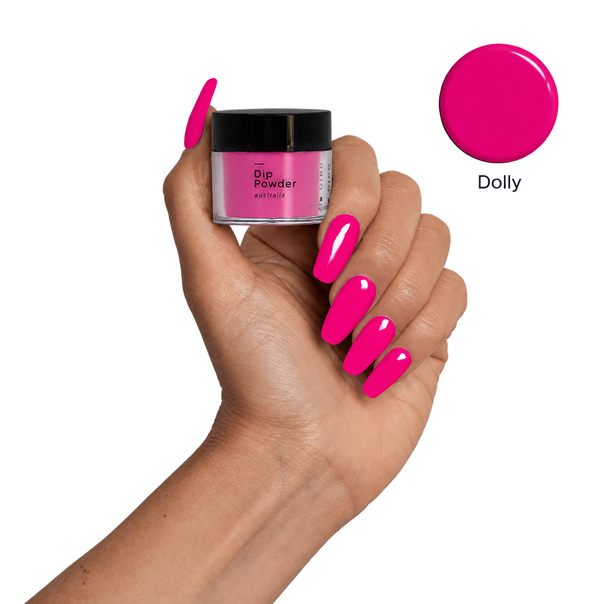 Dolly DIPD nails with pot and swatch