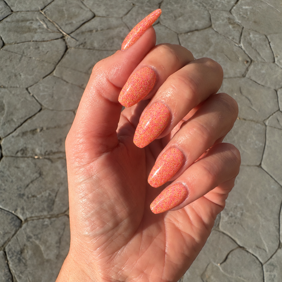 Gerbera Orange textured dip nails