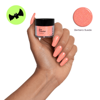 Gerbera Suede textured dip powder in fluro orange