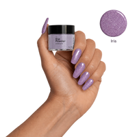 Iris purple shimmer dip nails with swatch