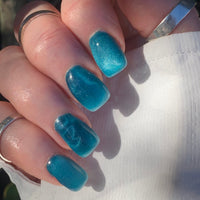 Northern Lights cat eye dip powder colour from the celestial collection by DIPD Nails Australia