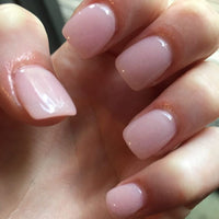 Pink veil dip powder colour on natural nails using DIPD Nails Australia