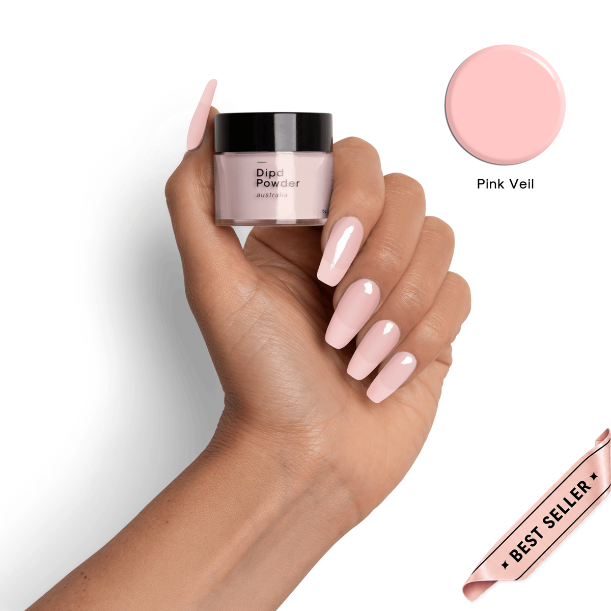 Pink Veil dip powder colour for DIPD nails