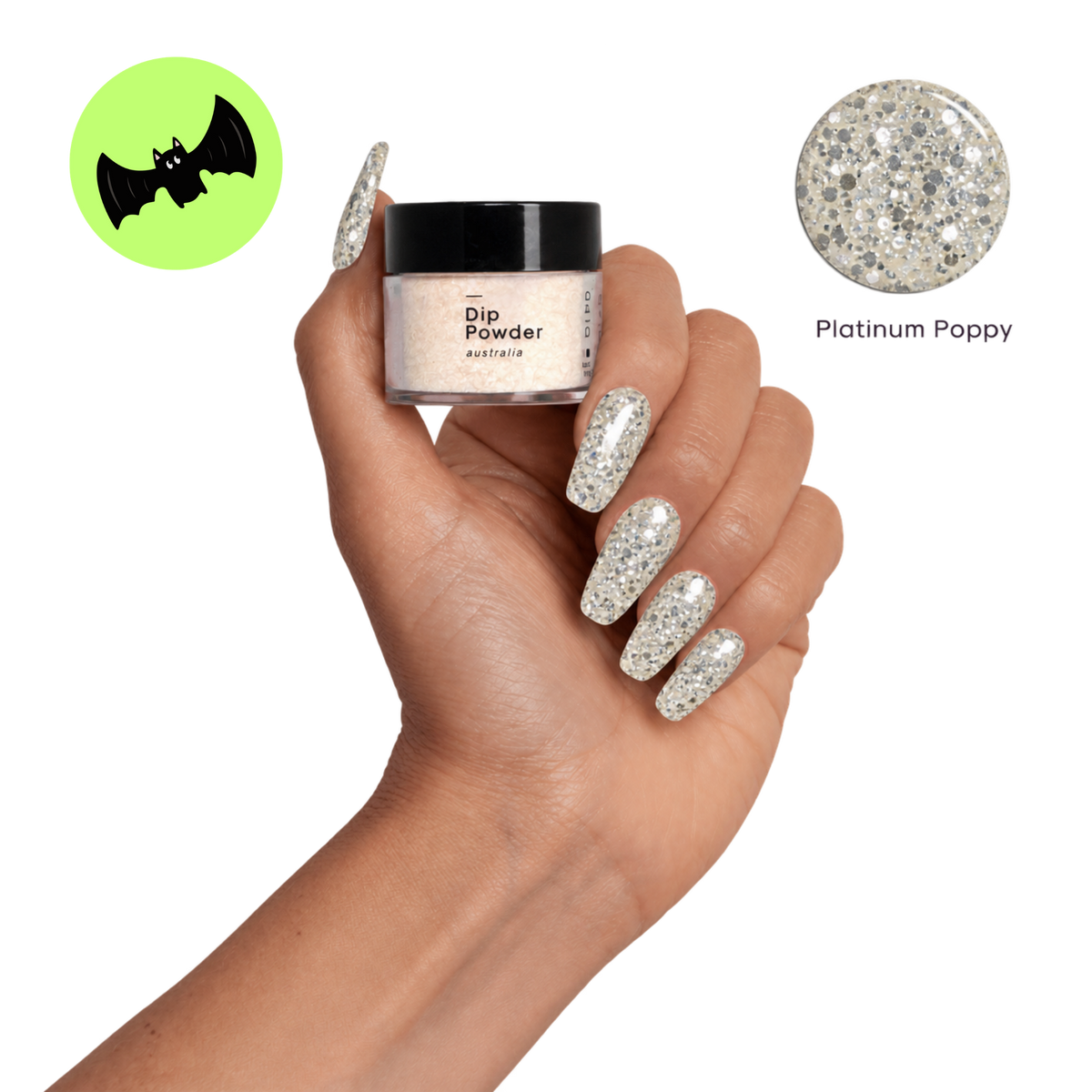 Platinum Poppy DIPD Nails Glitter